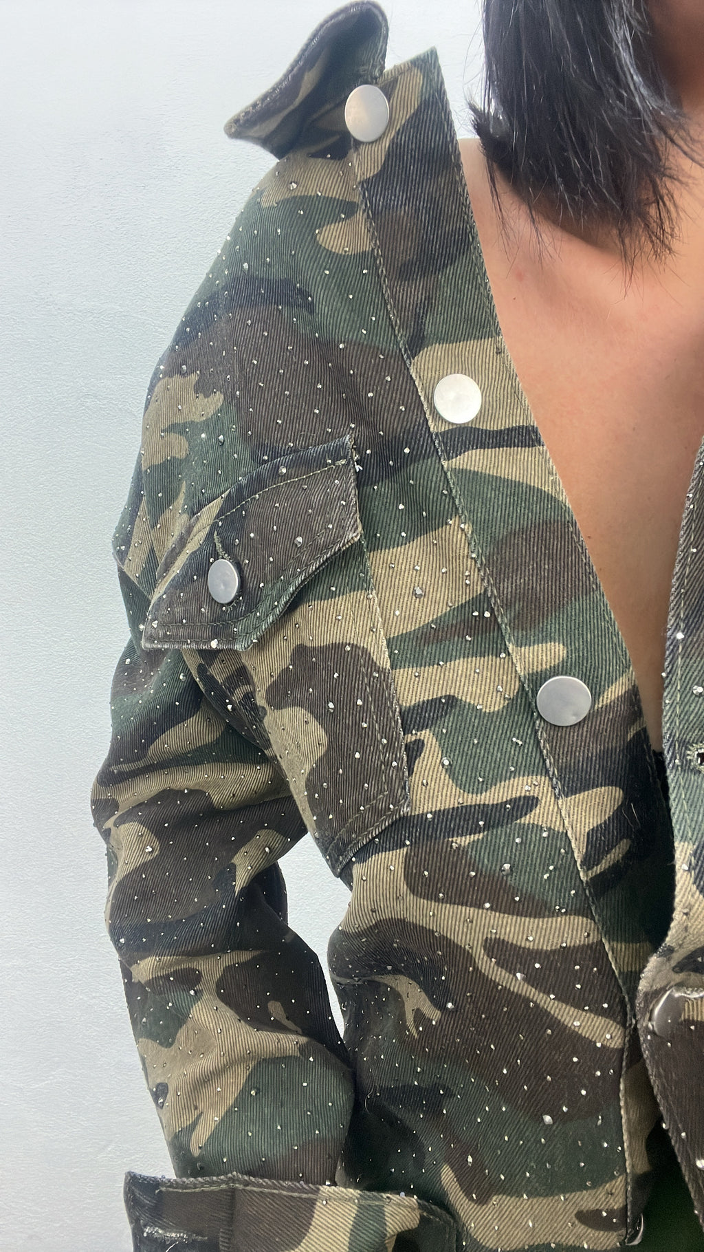 Camicia mimetica con strass