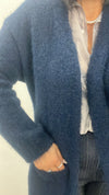 Maxi cardigan lungo blu