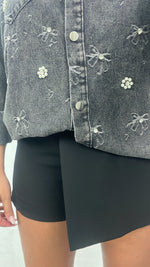 Camicia in jeans scuro con strass