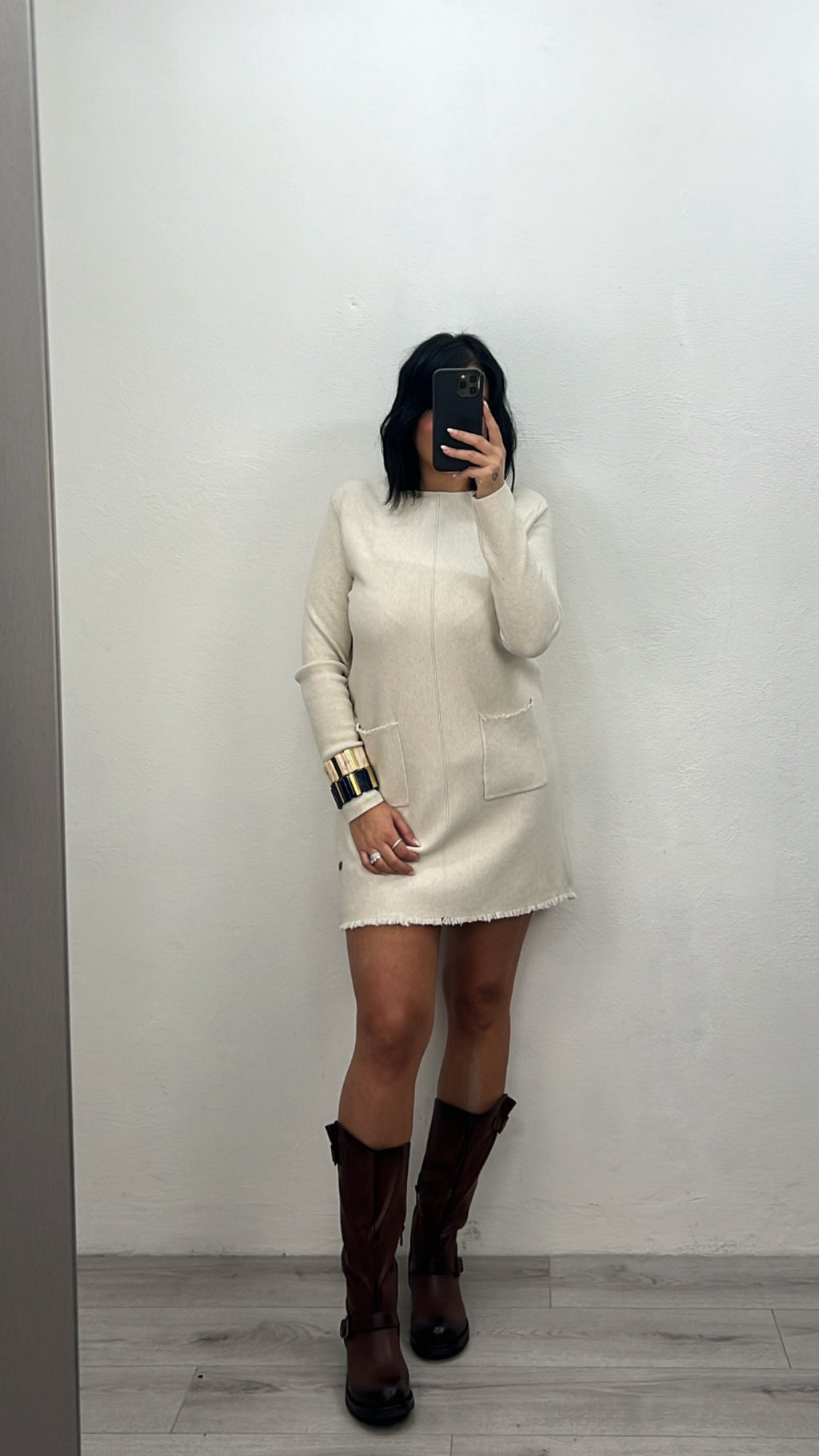 Abito con tasche in due colori