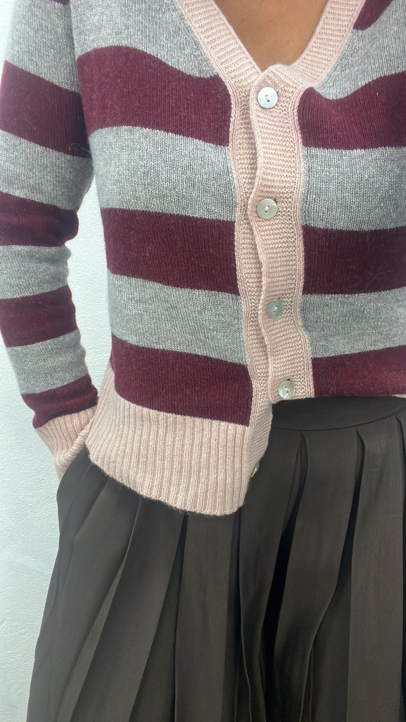 Cardigan righe in tre colori