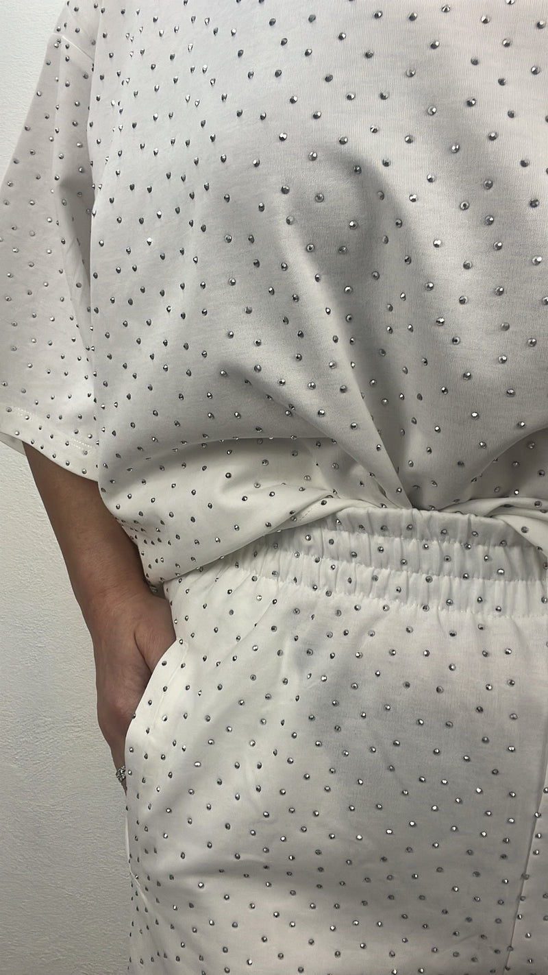 Pantalone in tuta con strass