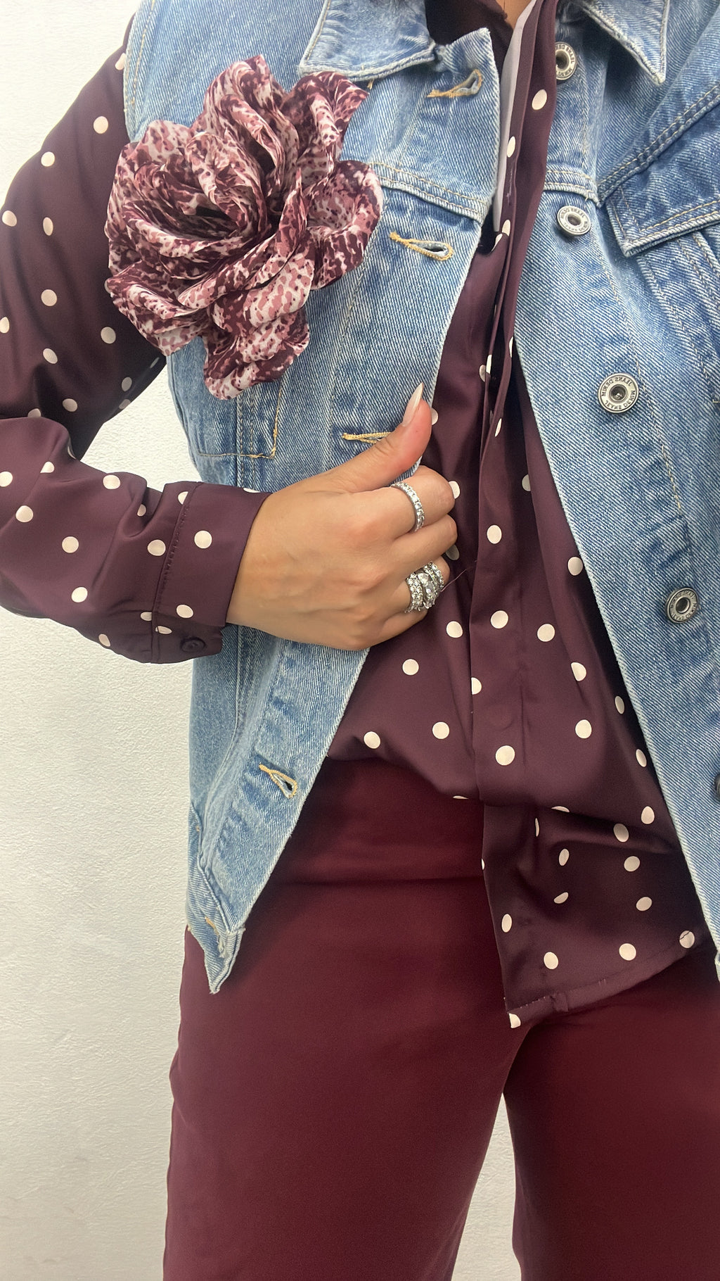 Camicia pois bordeaux