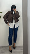 Bomber in camoscio in due colori