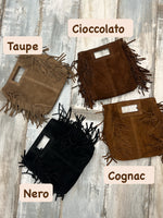 Borsa in vera pelle con frange