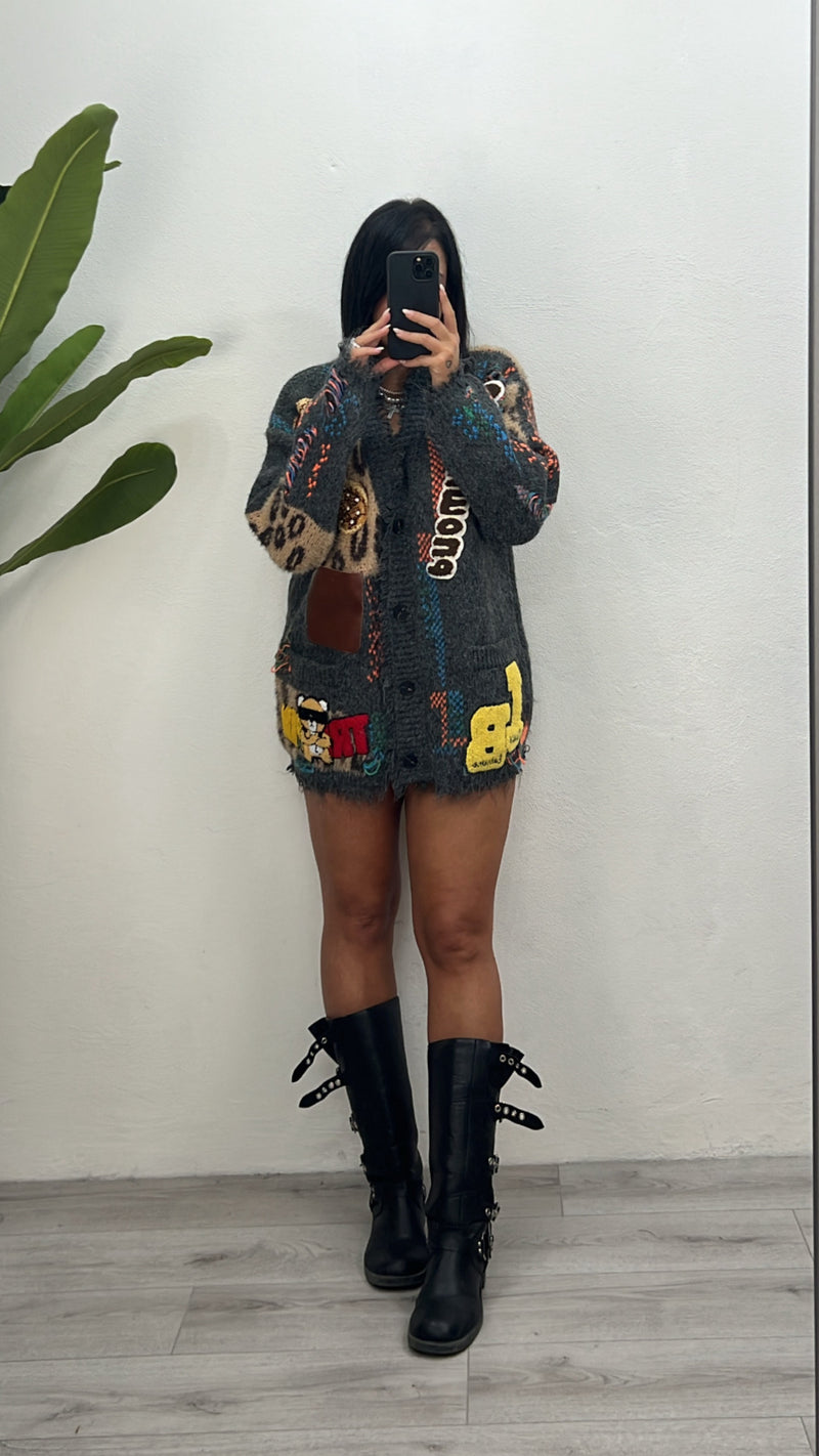 Cardigan Teddy grigio